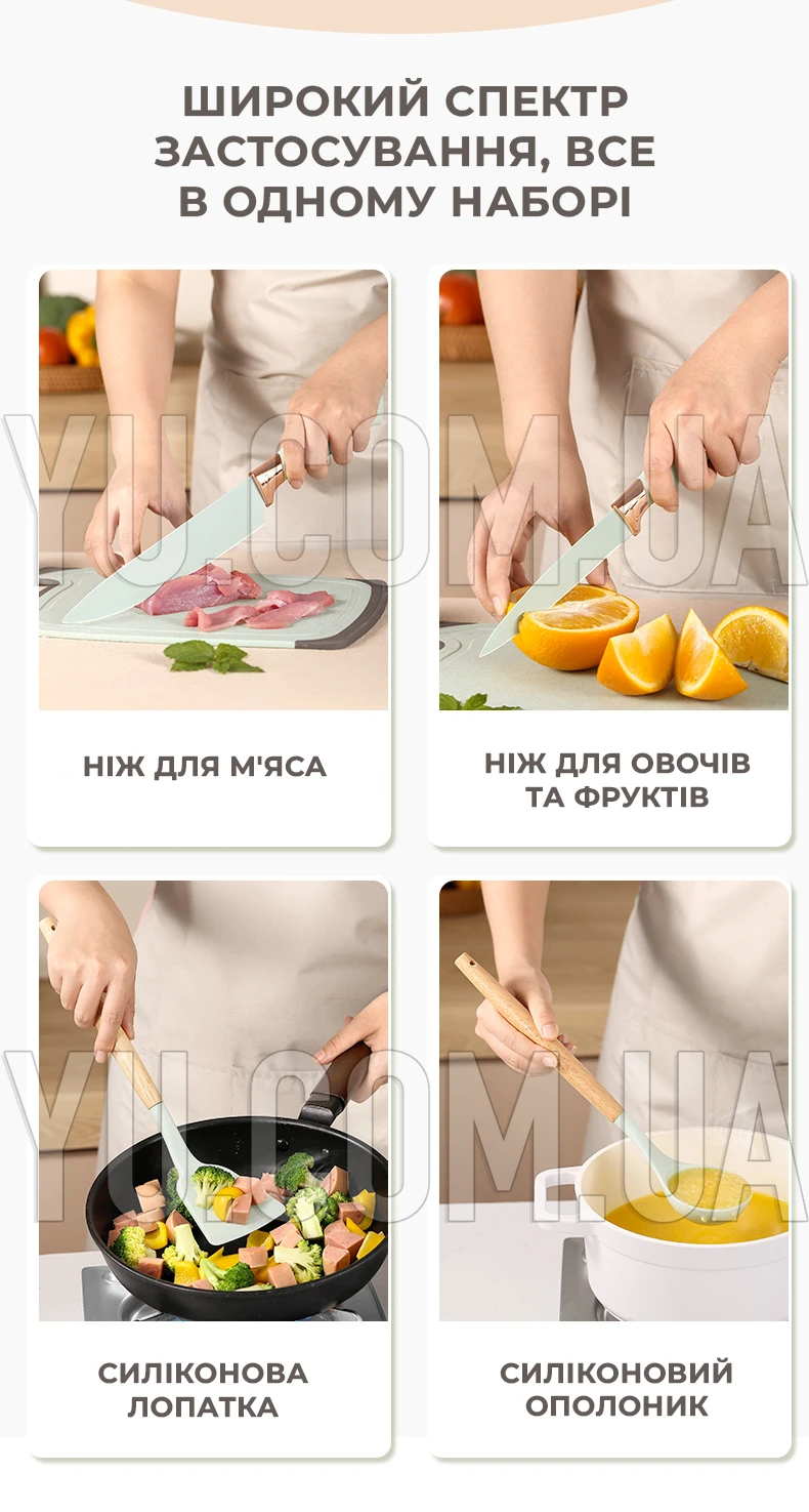 Набор кухонных принадлежностей 19 предметов Kitchen Set Бирюзовый